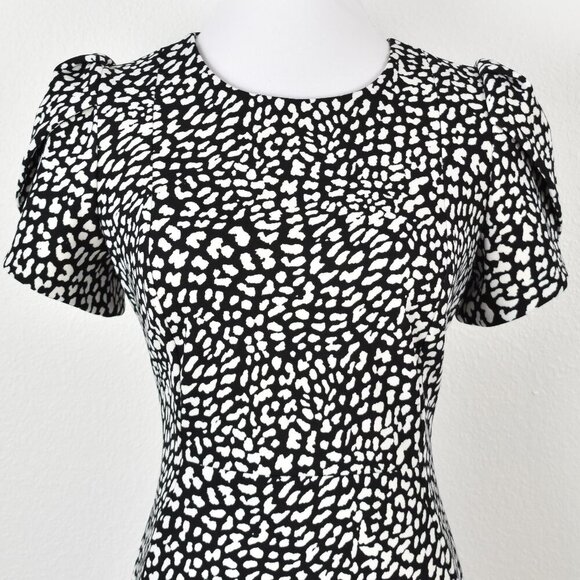 Calvin Klein Leopard Print Tulip Sleeve Sheath Dress - 8 - Picture 2 of 10